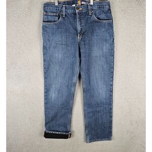 Carhartt Jeans Mens 34x32 Denim Relaxed Fit Mid-Rise Double Stitch Straight Leg